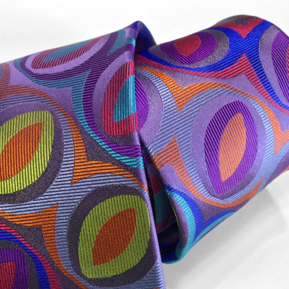 Purple Eyes Lawrence Ivey Multi-colorful Silk Tie